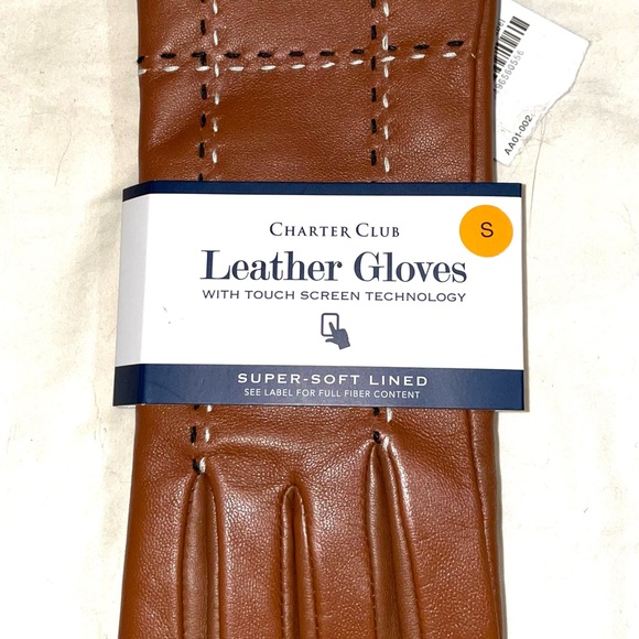 Charter Club Women’s Small Leather Gloves Wih Touchscreen Technology - Picture 2 of 4